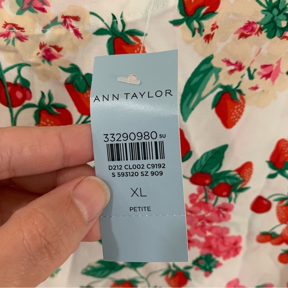 Ann Taylor NWT Strawberry Cherry Print Bow Back Ruffle Sleeveless Top Size XL P - Picture 5 of 11